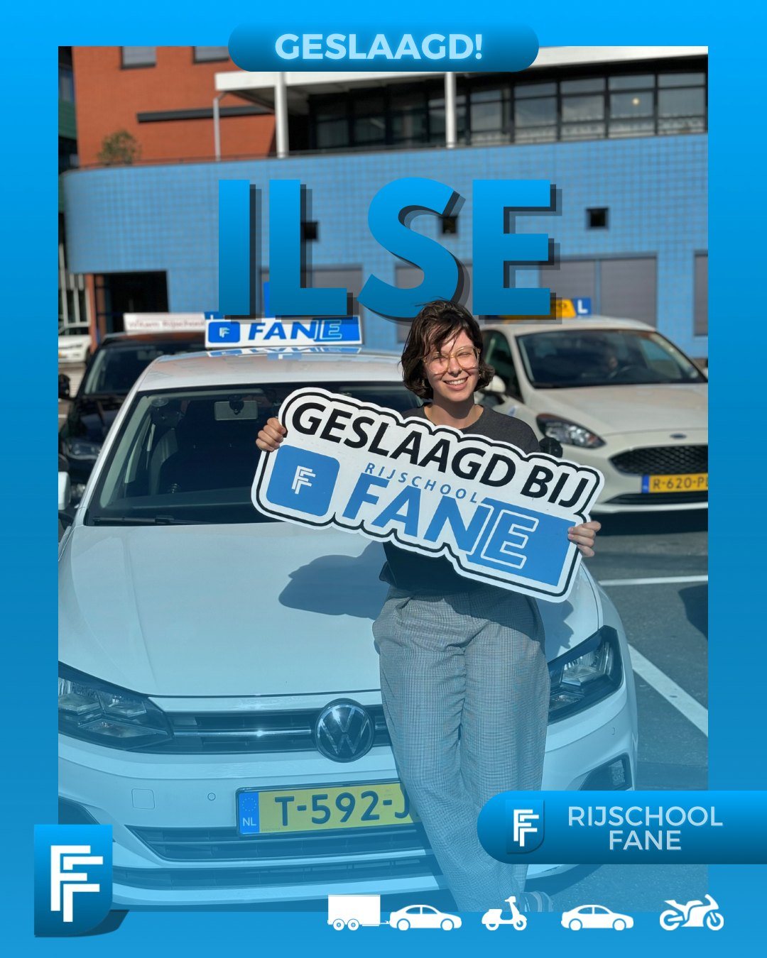 Ilse C. uit Den Haag, geslaagd voor het autorijbewijs B bij Rijschool Fane in september 2024