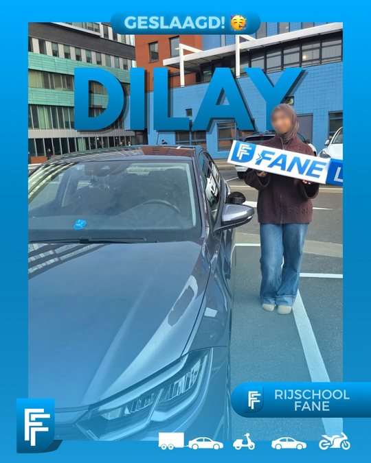 Dilay K. uit Den Haag, geslaagd voor het autorijbewijs B bij Rijschool Fane in oktober 2026