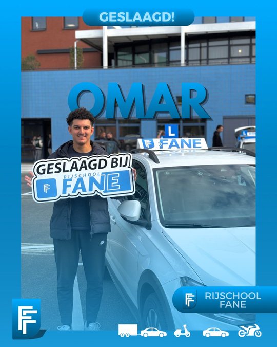 Omar K. uit Den Haag, geslaagd voor het autorijbewijs B bij Rijschool Fane in september 2025