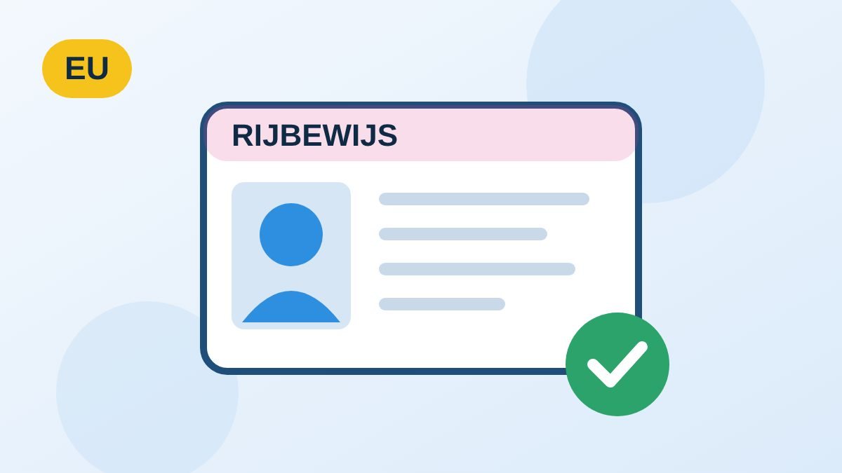 Driving licence with a green check mark